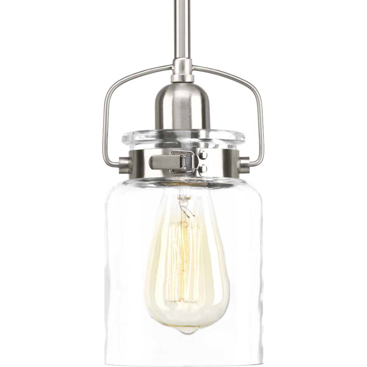 Progress Lighting Pendants Light - Calhoun Collection One-Light Brushed Nickel Clear Glass Farmhouse Mini-Pendant Light - Model P500055-009