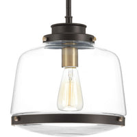 Judson Collection One-Light Antique Bronze Clear Glass Farmhouse Pendant Light - Dry Location Listed