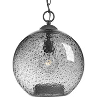 Malbec Collection One-Light Graphite Smoked Textured Glass Global Pendant Light - Dry Location Listed