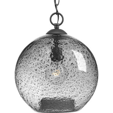 Malbec Collection One-Light Graphite Smoked Textured Glass Global Pendant Light - Dry Location Listed