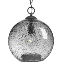 Malbec Collection One-Light Graphite Smoked Textured Glass Global Pendant Light - Dry Location Listed