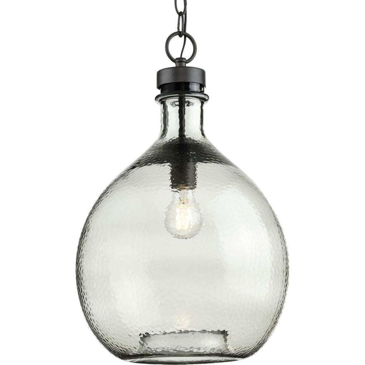 Progress Lighting Pendants Light - Zin Collection One-Light Graphite Smoked Textured Glass Global Pendant Light - Model P500064-143