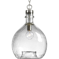 Zin Collection One-Light Brushed Nickel Clear Textured Glass Global Pendant Light - Dry Location Listed