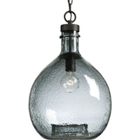 Zin Collection One-Light Antique Bronze Recycled Blue Textured Glass Global Pendant Light - Dry Location Listed