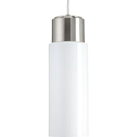 Neat LED Collection One-Light Brushed Nickel Glossy Opal Glass Coastal Pendant Light - Damp Location Listed
