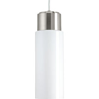 Neat LED Collection One-Light Brushed Nickel Glossy Opal Glass Coastal Pendant Light - Damp Location Listed