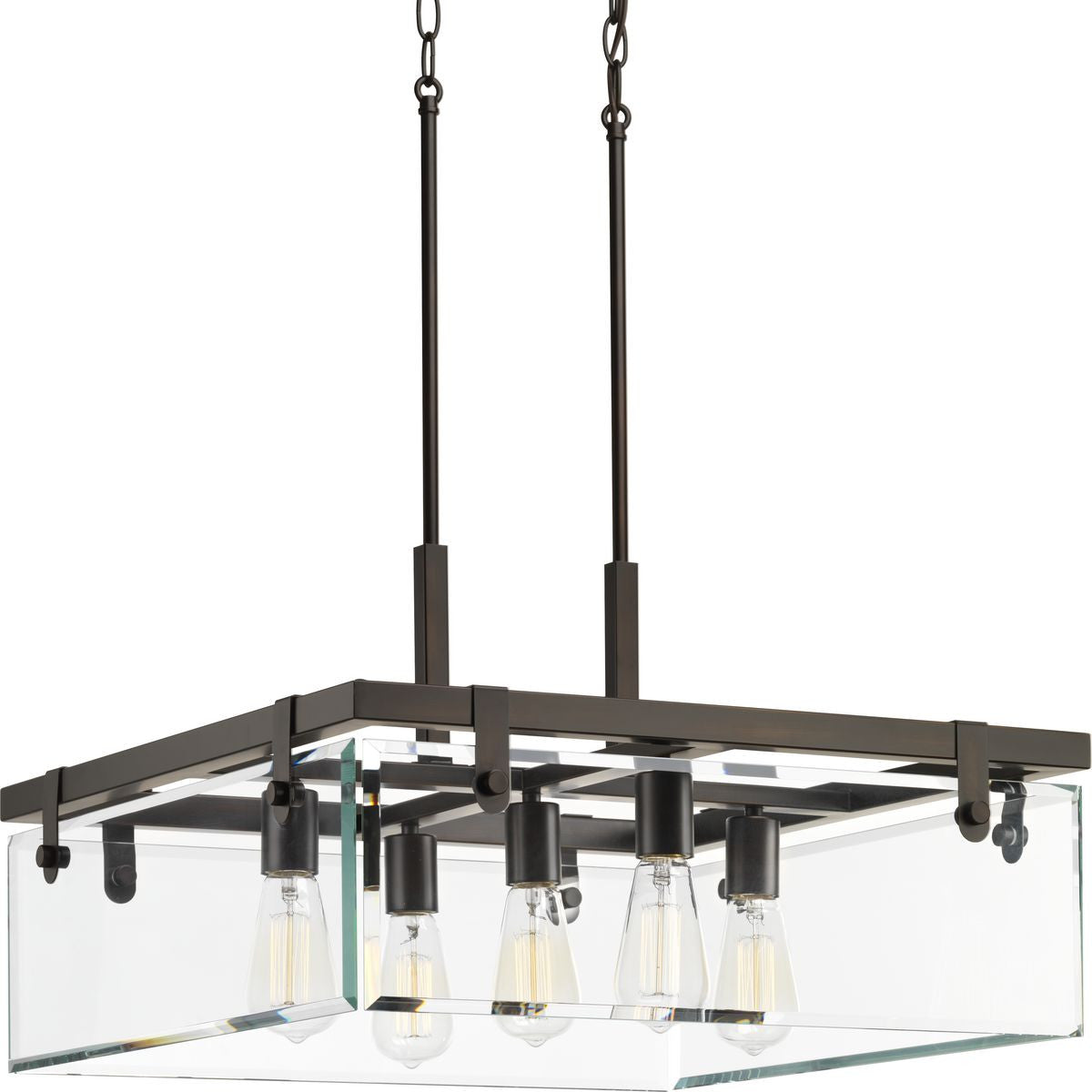 Progress Lighting Pendants Light - Glayse Collection Five-Light Antique Bronze Clear Glass Luxe Pendant Light - Model P500074-020