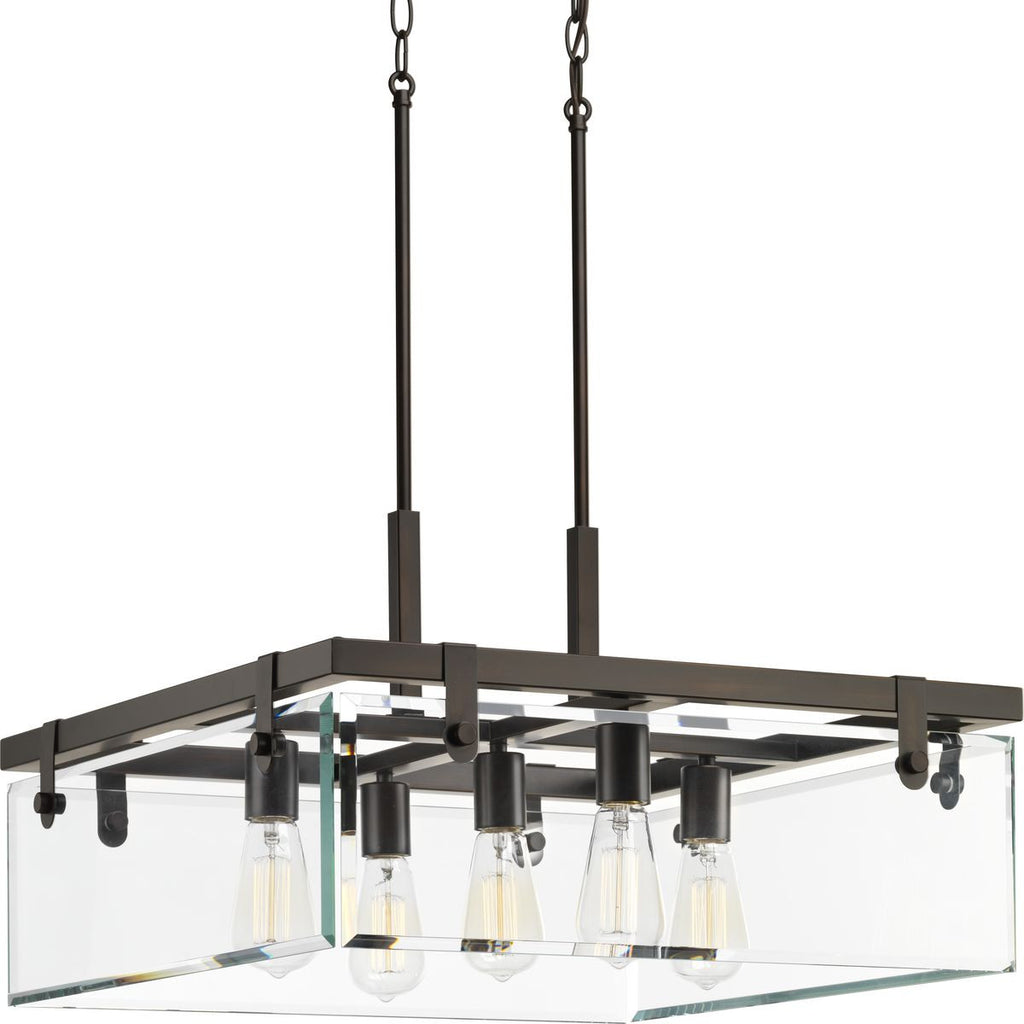Glayse Collection Five-Light Antique Bronze Clear Glass Luxe Pendant Light - Dry Location Listed
