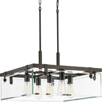 Glayse Collection Five-Light Antique Bronze Clear Glass Luxe Pendant Light - Dry Location Listed