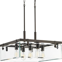 Glayse Collection Five-Light Antique Bronze Clear Glass Luxe Pendant Light - Dry Location Listed