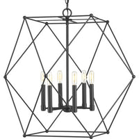 Spatial Collection Six-Light Matte Black Global Pendant Light - Dry Location Listed
