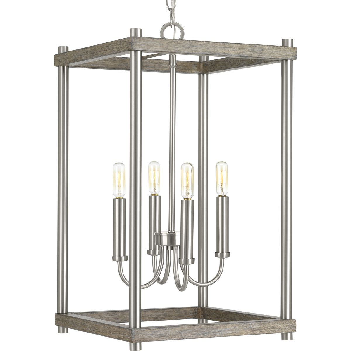 Progress Lighting Pendants Light - Fontayne Collection Four-Light Brushed Nickel Farmhouse Pendant Light - Model P500088-009