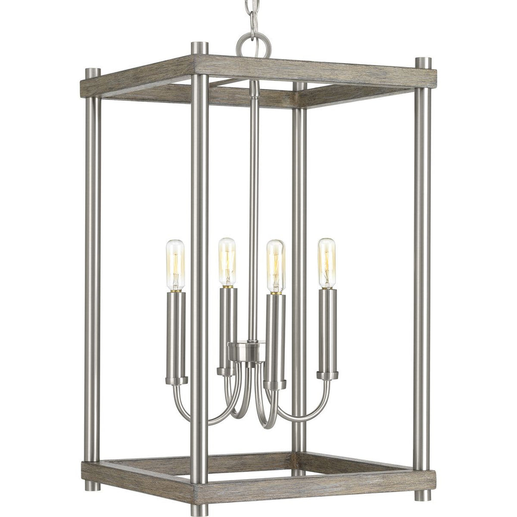 Fontayne Collection Four-Light Brushed Nickel Farmhouse Pendant Light - Dry Location Listed