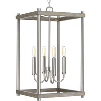 Fontayne Collection Four-Light Brushed Nickel Farmhouse Pendant Light - Dry Location Listed