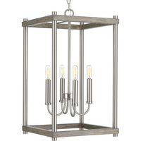 Fontayne Collection Four-Light Brushed Nickel Farmhouse Pendant Light - Dry Location Listed