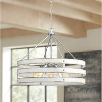 Gulliver Collection Five-Light Galvanized Finish Coastal Pendant Light - Dry Location Listed