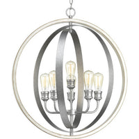 Conestee Collection Six-Light Galvanized Finish Farmhouse Pendant Light - Dry Location Listed
