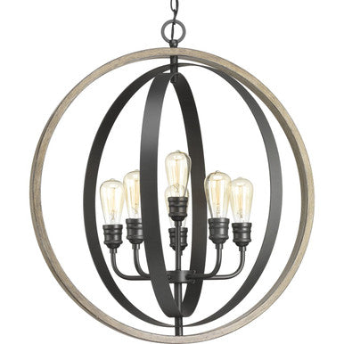 Conestee Collection Six-Light Graphite Farmhouse Pendant Light - Dry Location Listed