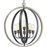 Conestee Collection Six-Light Graphite Farmhouse Pendant Light - Dry Location Listed