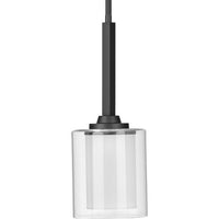 Kene Collection One-Light Graphite Clear Glass Craftsman Pendant Light - Dry Location Listed