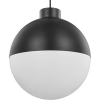 Globe LED Collection One-Light Matte Black Opal Glass Mid-Century Modern Pendant Light - Damp Location Listed - Model P500148-031-30