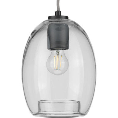 Caisson Collection One-Light Graphite Clear Glass Global Pendant Light - Dry Location Listed