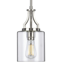 Lassiter Collection One-Light Brushed Nickel Clear Glass Modern Pendant Light - Dry Location Listed