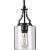 Lassiter Collection One-Light Matte Black Clear Glass Modern Pendant Light - Dry Location Listed