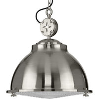 Medal Collection One-Light Brushed Nickel Clear Patterned Glass Coastal Pendant Light - Dry Location Listed