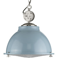 Medal Collection One-Light Coastal Blue Clear Patterned Glass Coastal Pendant Light - Dry Location Listed