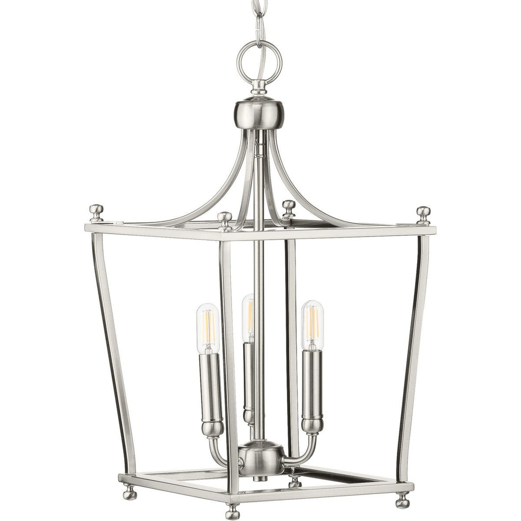 Parkhurst Collection Brushed Nickel Three-Light Foyer - Dry Location Listed
