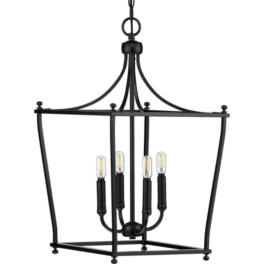 Progress Lighting Hall & Foyer Light - Parkhurst Collection Black Four-Light Foyer - Model P500214-031