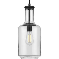 Latrobe Collection One-Light Matte Black Clear Glass Coastal Pendant Light - Dry Location Listed - Model P500231-031
