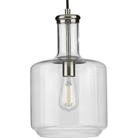 Latrobe Collection One-Light Brushed Nickel Clear Glass Coastal Pendant Light - Dry Location Listed - Model P500230-009