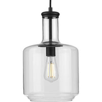 Latrobe Collection One-Light Matte Black Clear Glass Coastal Pendant Light - Dry Location Listed - Model P500231-031
