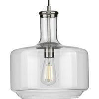 Latrobe Collection One-Light Brushed Nickel Clear Glass Coastal Pendant Light - Dry Location Listed - Model P500231-009