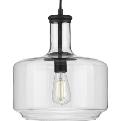 Latrobe Collection One-Light Matte Black Clear Glass Coastal Pendant Light - Dry Location Listed - Model P500231-031