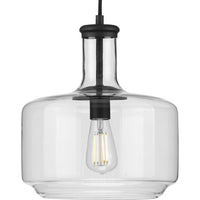 Latrobe Collection One-Light Matte Black Clear Glass Coastal Pendant Light - Dry Location Listed - Model P500231-031