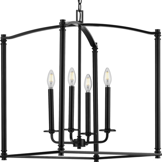 Progress Lighting Hall & Foyer Light - Winslett Collection Black Four-Light Foyer - Model P500240-031