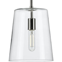 Clarion Collection One-Light Polished Nickel Clear Glass Transitional Pendant - Dry Location Listed - Model P500241-104