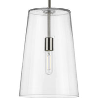 Clarion Collection One-Light Brushed Nickel Clear Glass Transitional Pendant - Dry Location Listed - Model P500242-009