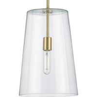 Clarion Collection One-Light Satin Brass Clear Glass Transitional Pendant - Dry Location Listed - Model P500242-012