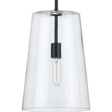 Clarion Collection One-Light Black Clear Glass Transitional Pendant - Dry Location Listed - Model P500242-031