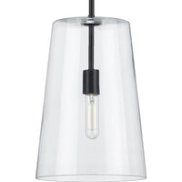 Clarion Collection One-Light Black Clear Glass Transitional Pendant - Dry Location Listed - Model P500242-031