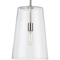 Clarion Collection One-Light Polished Nickel Clear Glass Transitional Pendant - Dry Location Listed - Model P500242-104