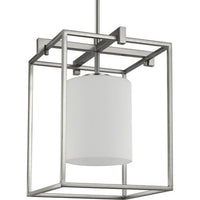 Chadwick Collection One-Light Brushed Nickel Etched Opal Glass Modern Pendant Light - Dry Location Listed