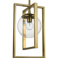 Atwell Collection One-Light Brushed Bronze Clear Glass Luxe Pendant Light - Dry Location Listed