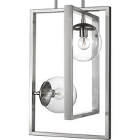 Atwell Collection Two-Light Brushed Nickel Clear Glass Luxe Pendant Light - Dry Location Listed