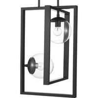 Atwell Collection Two-Light Matte Black Clear Glass Luxe Pendant Light - Dry Location Listed