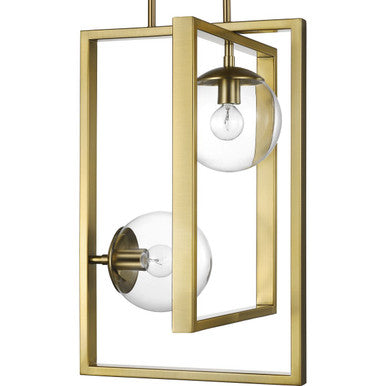 Atwell Collection Two-Light Brushed Bronze Clear Glass Luxe Pendant Light - Dry Location Listed